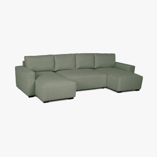 Panoramic sofa bed with 2 green chaises JORDAN
