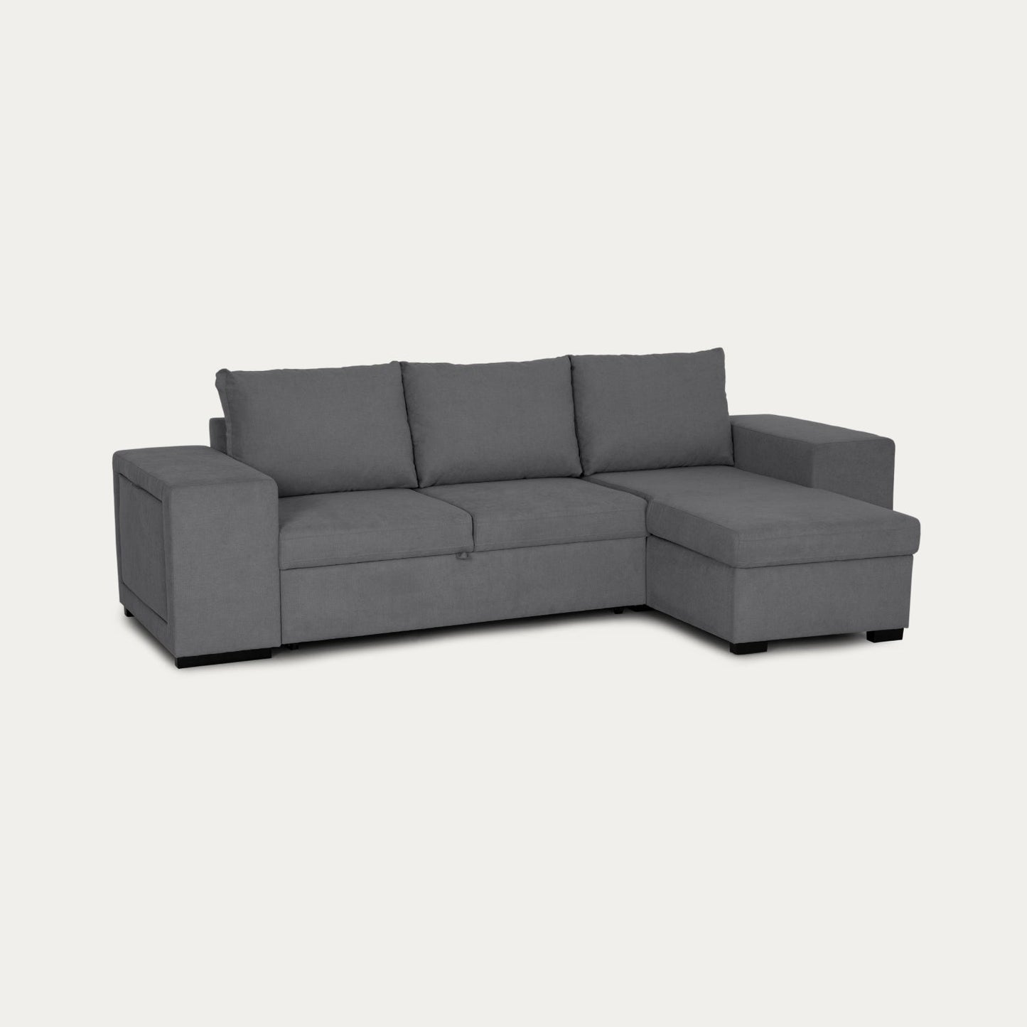 Sofá - Cama 4 Lugares com Chaise Longue Reversível, Arrumação, Prateleira e Puff - JuanC1007BFSRG3840_C24
