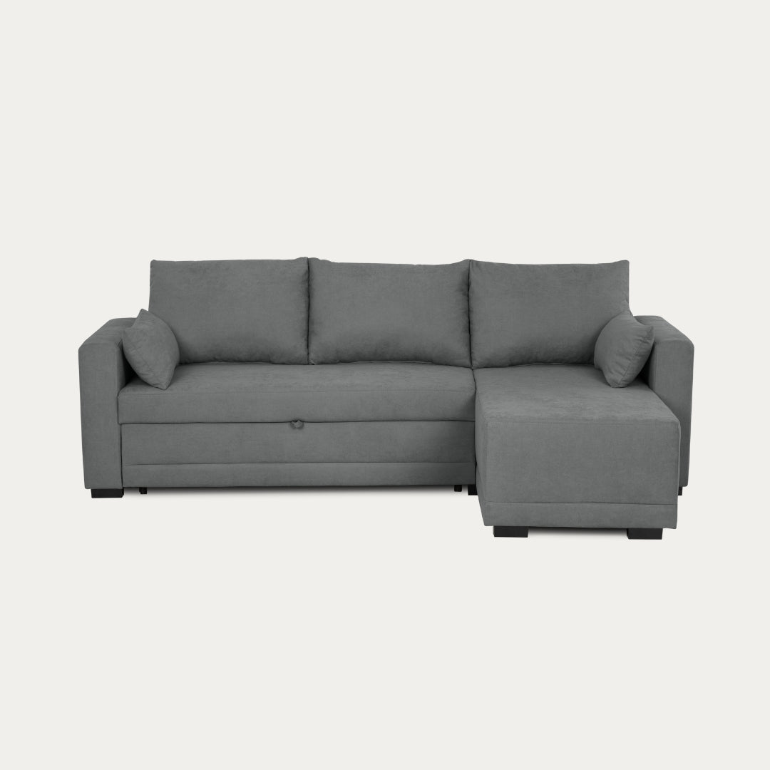 Sofá - Cama 3 Lugares com Chaise Longue Reversível - LeahC729CCSRG3810_C24