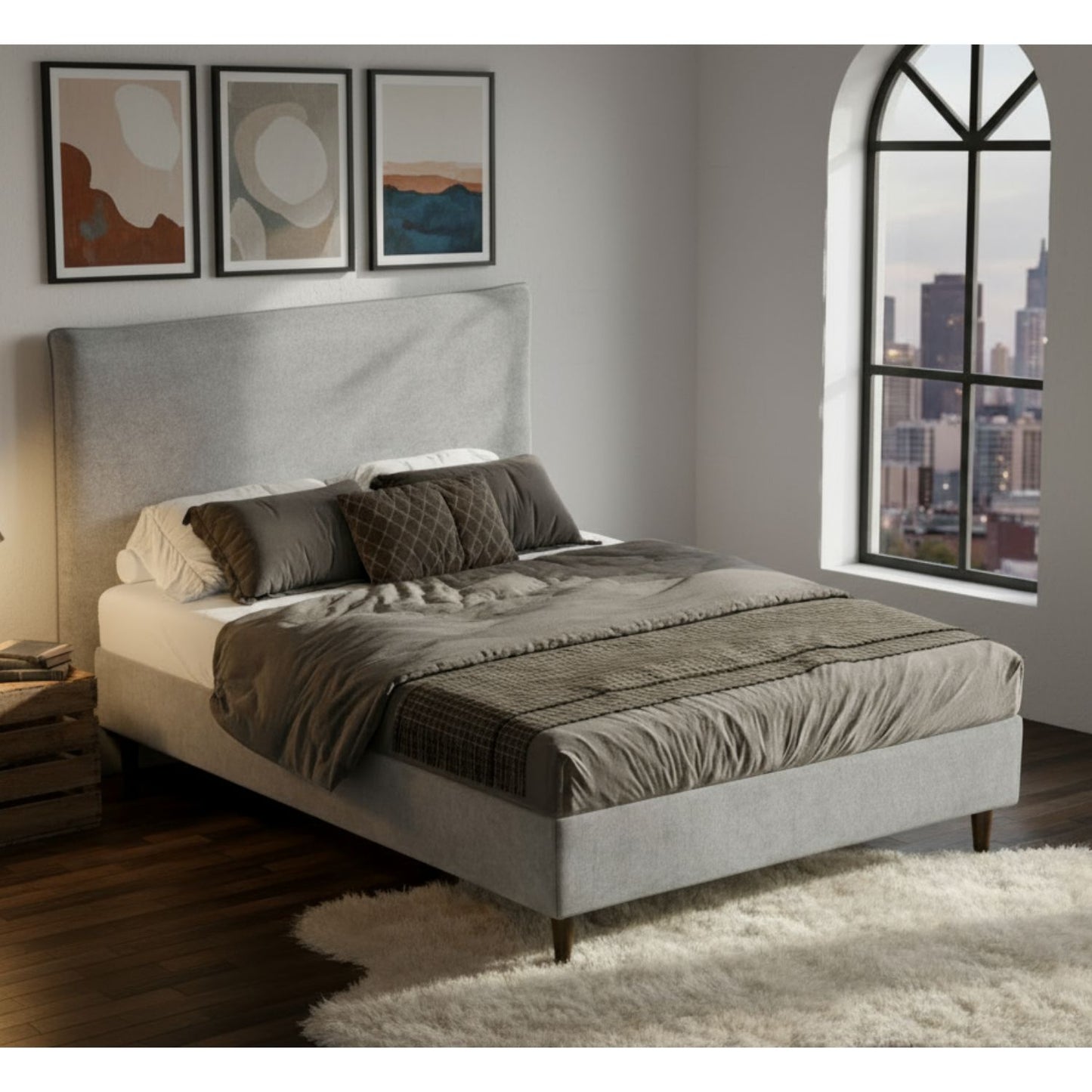 Beige upholstered headboard Maia