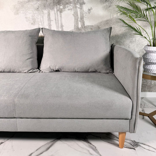 Sofá 3 Lugares com pé alto de madeira, braços finos, daybed, Cinzento EscuroS10223SSRAG2721_C24