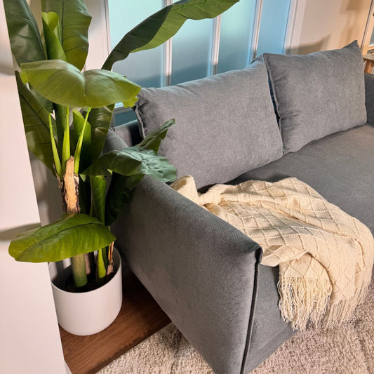 Sofá 3 Lugares com pé alto de madeira, braços finos, daybed, Cinzento EscuroS10223SSRAG3811_C24