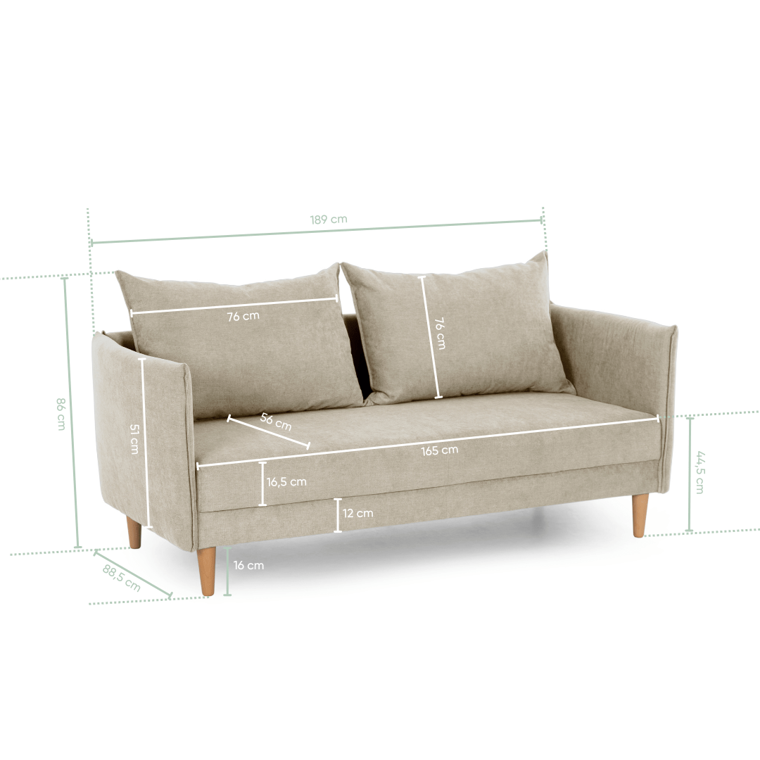 Sofá 3 Lugares com pé alto de madeira, braços finos, daybed, Cinzento EscuroS10223SSRAG2721_C24