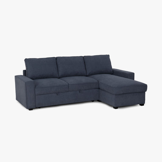 Sofá cama com chaise longue azul NINA