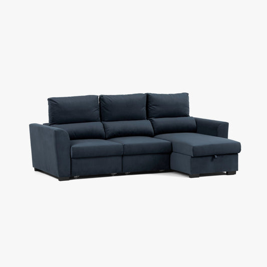 Sofá cama com chaise longue reversível e encosto reclinável cinza escuro OLIVER