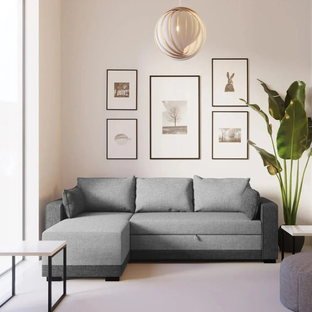 Sofá - Cama 3 Lugares com Chaise Longue Reversível - LeahC729CCSRG3810_C24