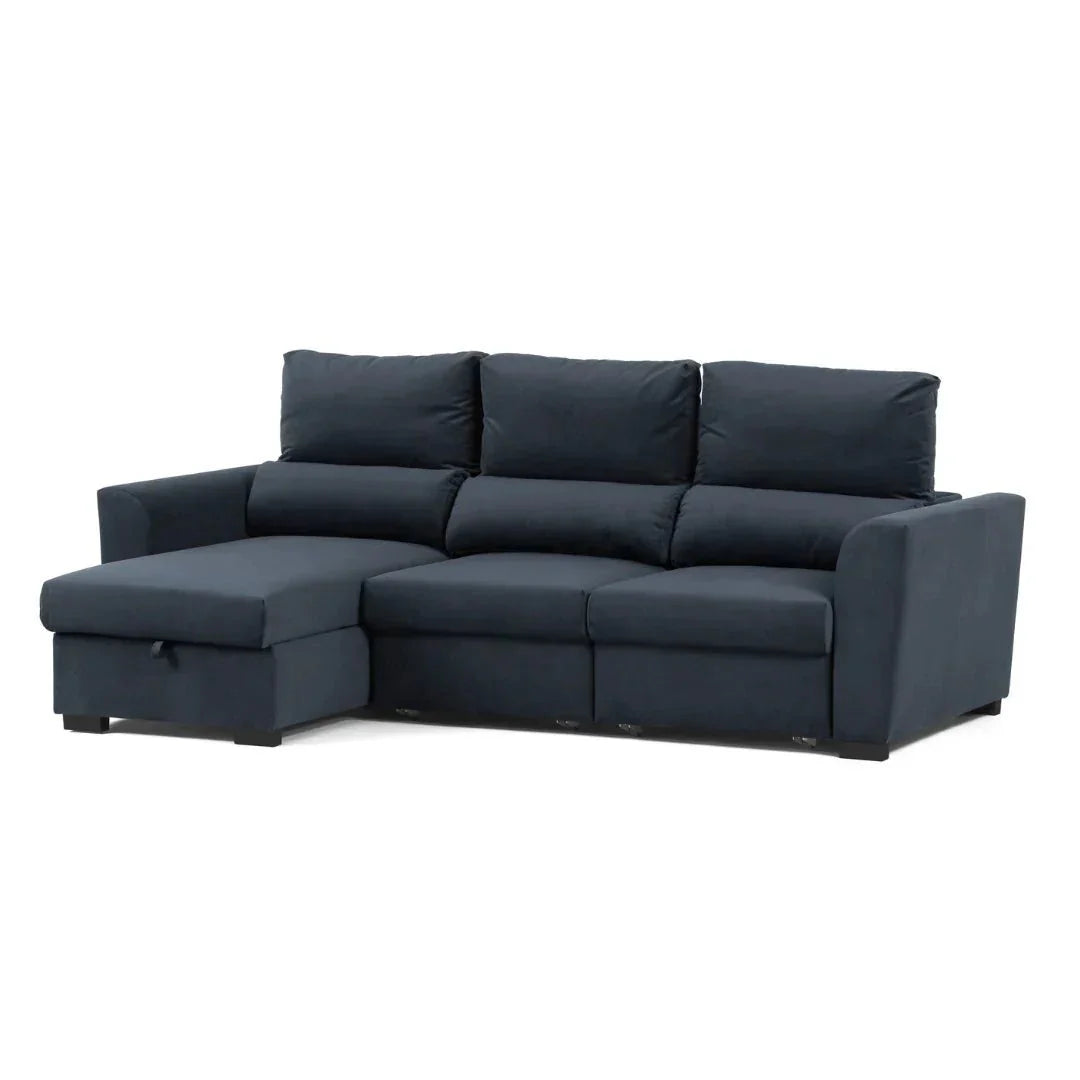 Sofá - Cama 3 Lugares com Chaise Longue Reversível e Encosto Reclinável - OliverC1009CFSRC1719_C24