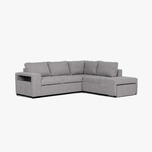 ZURIE gray corner sofa bed with ottoman and storage