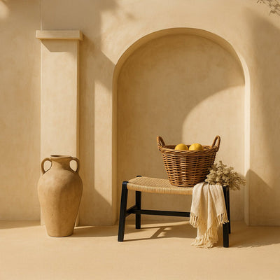 Banco Preto de Madeira e Rattan 65x47x40cm VEREDA - Gato Preto