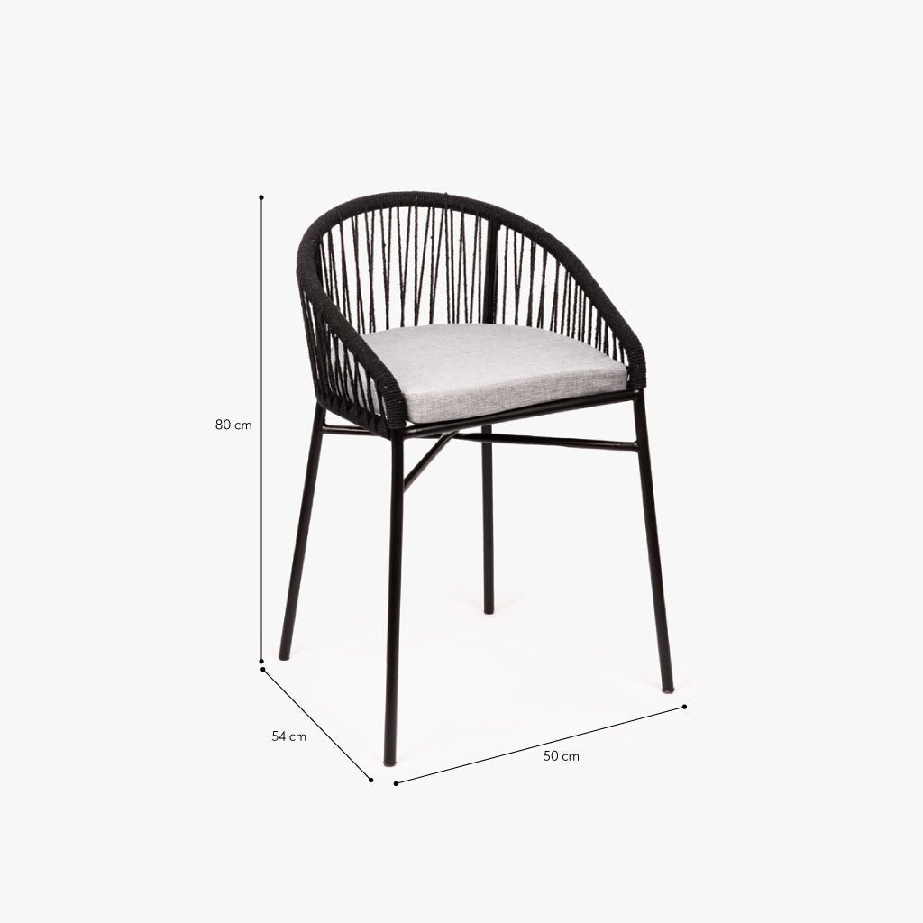 Cadeira de Metal e Corda Preta TULUM - Gato Preto