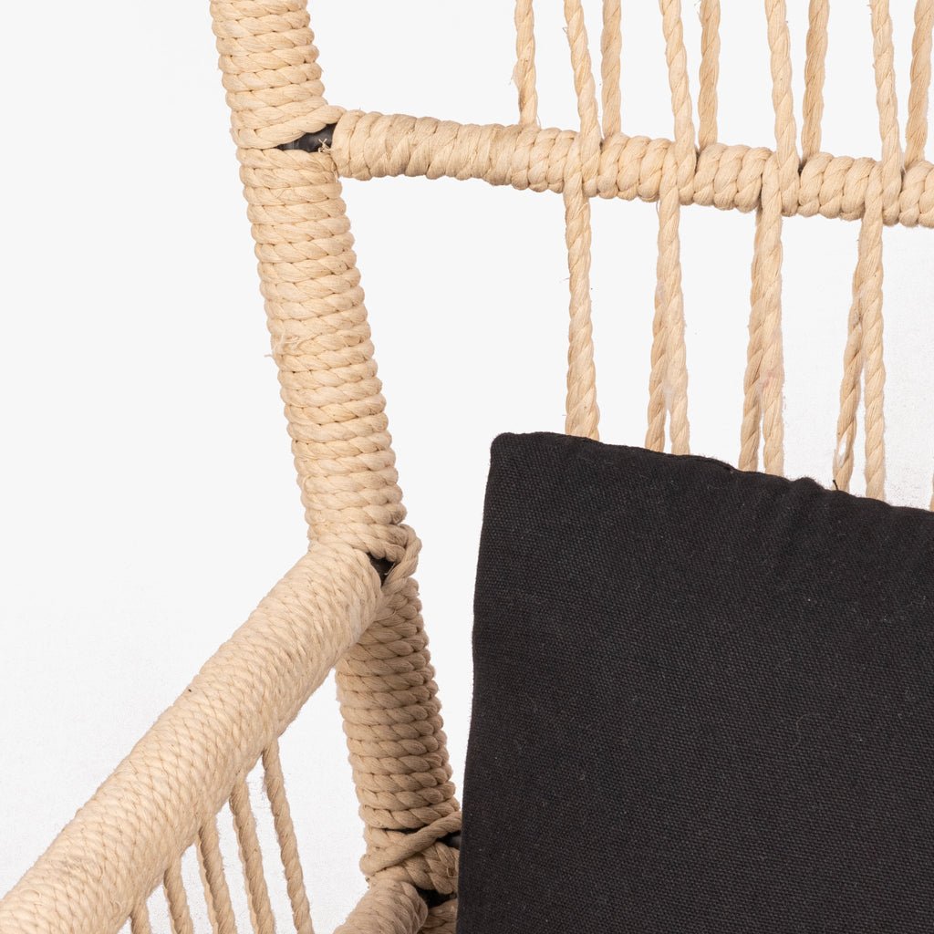 Cadeirão de Metal e Corda Natural AKUMAL - Gato Preto