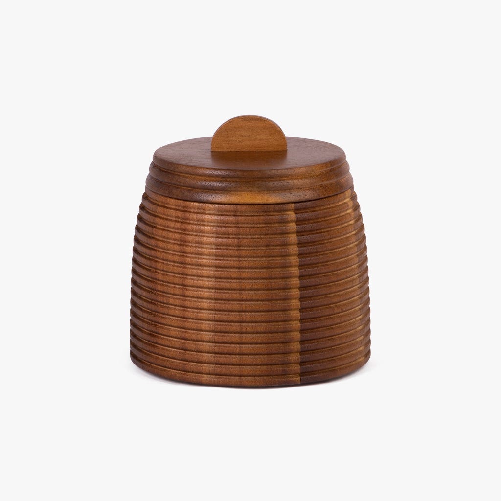 Caixa em Acácia Castanho Escuro WAIPOO - Gato Preto