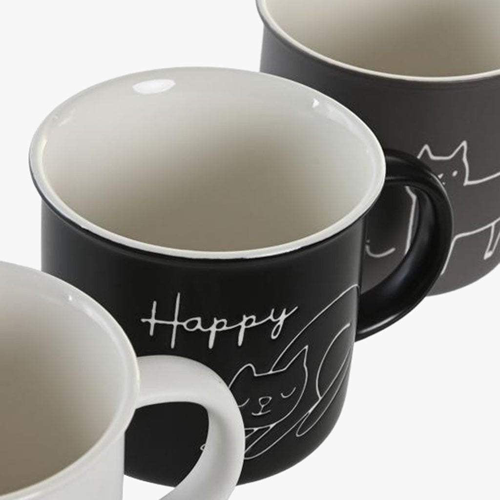 Caneca 360ml MINIMAL CATS - Gato Preto