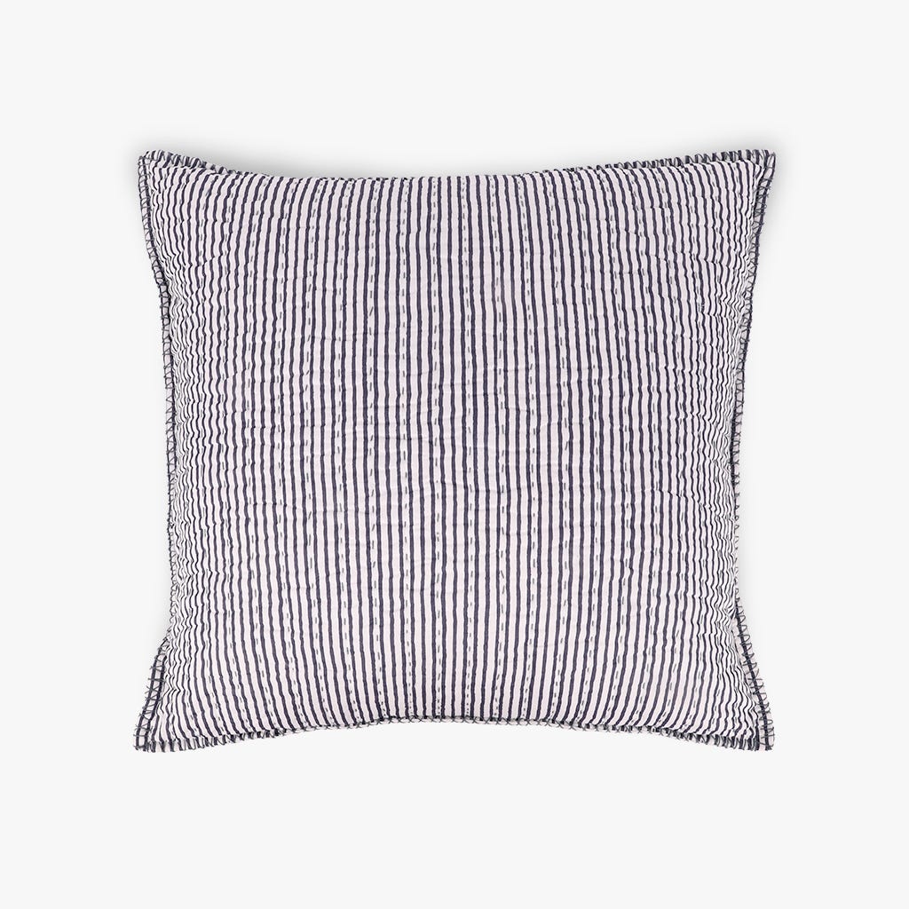 Capa de Almofada com Riscas Azul e Branco RIMINI - Gato Preto