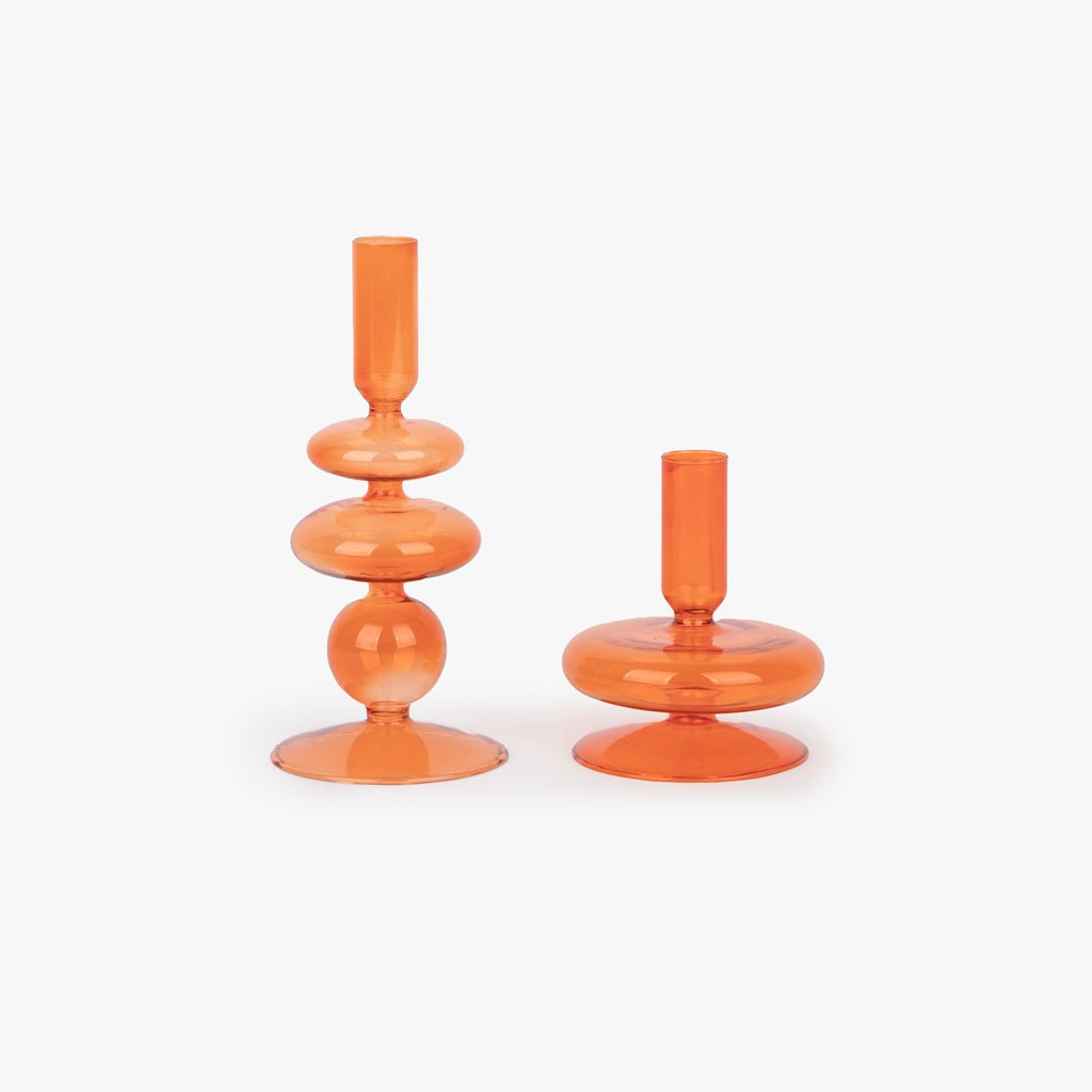 Castiçal vidro laranja BUBBLE - Gato Preto