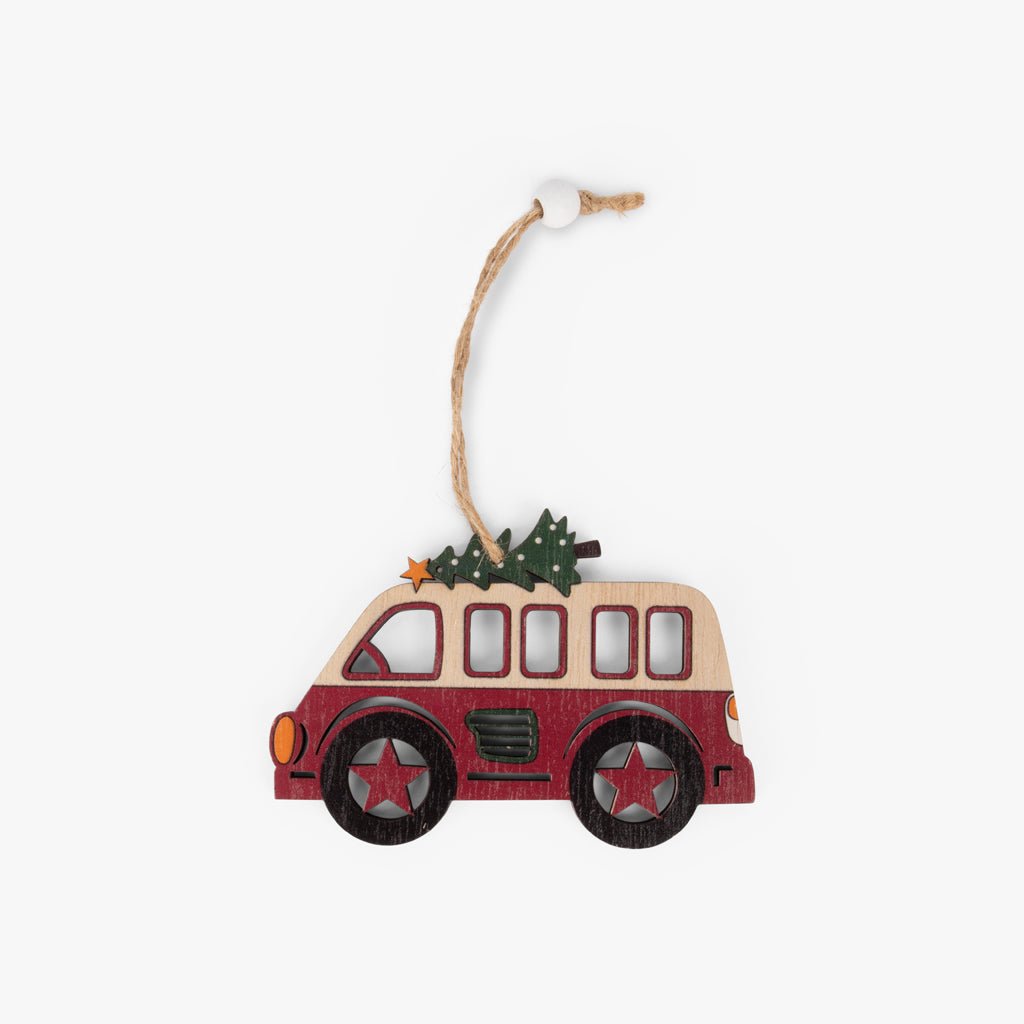 Enfeite de Natal com Carrinha de Madeira COZY - Gato Preto