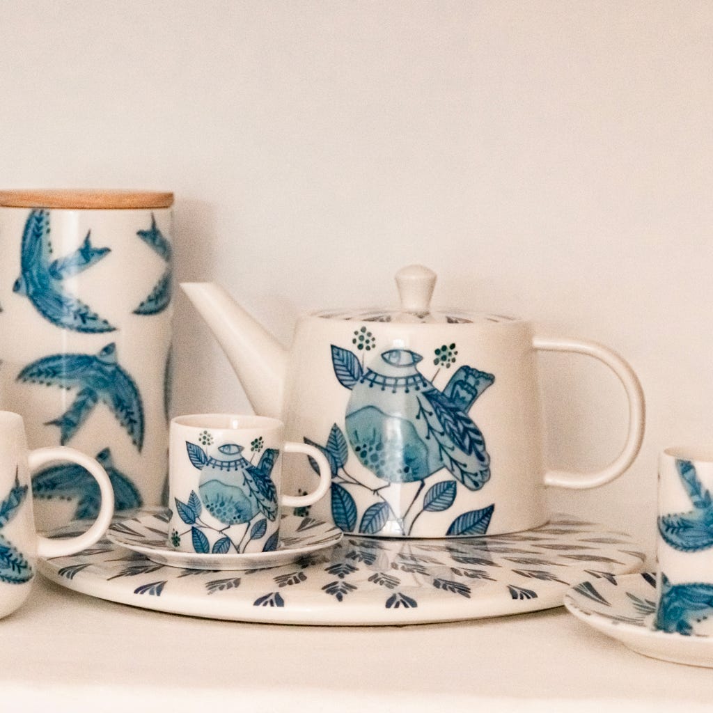 6 tazas de café BLUE BIRD