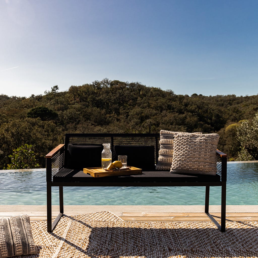 Sofá de Metal e Corda Preto ALL BLACK