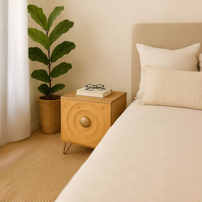 Mesa de Cabeceira Mandala Madeira TORA - Gato Preto