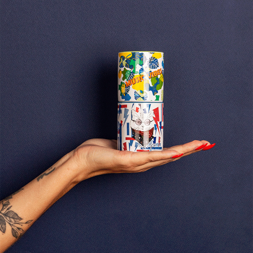 4 Copos de café 100 ml GATOS DO ROCK