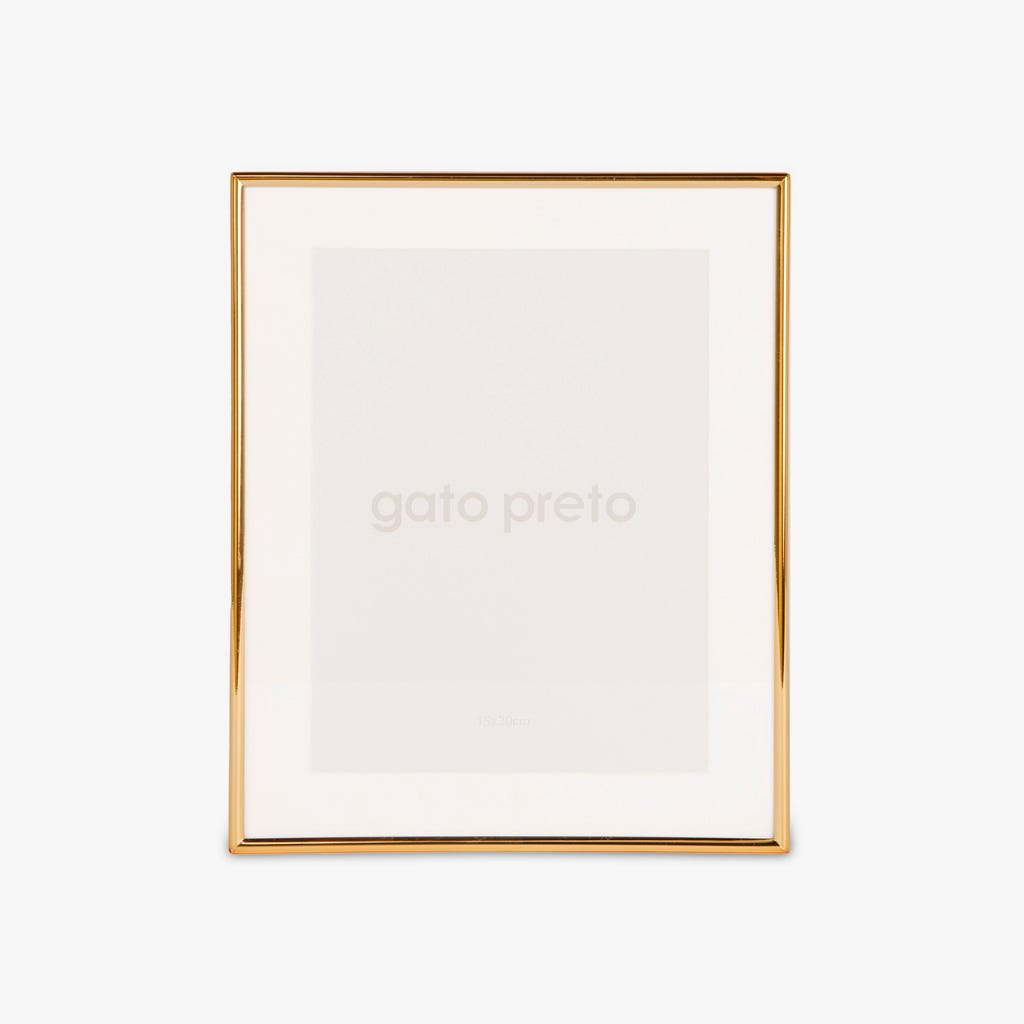Moldura Lisa Dourada 15x20 SHINY & BRUSHED - Gato Preto