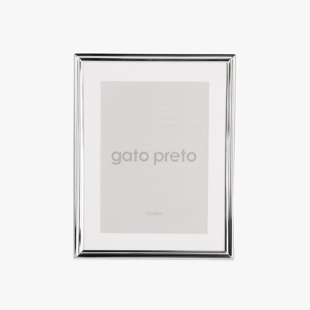 Moldura Lisa Prateada 13x18 SHINY & BRUSHED - Gato Preto