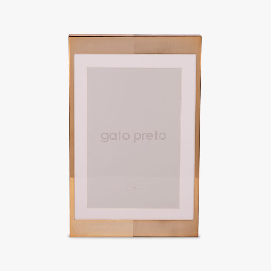 Moldura Tons Dourado 10x15 SHINY & BRUSHED - Gato Preto