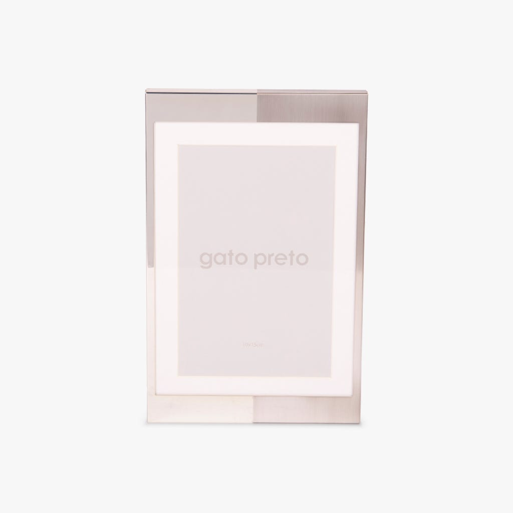 Moldura Tons Prateado 10x15 SHINY & BRUSHED - Gato Preto