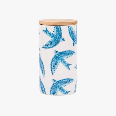 Pote com tampa de Bambu BLUE BIRD - Gato Preto