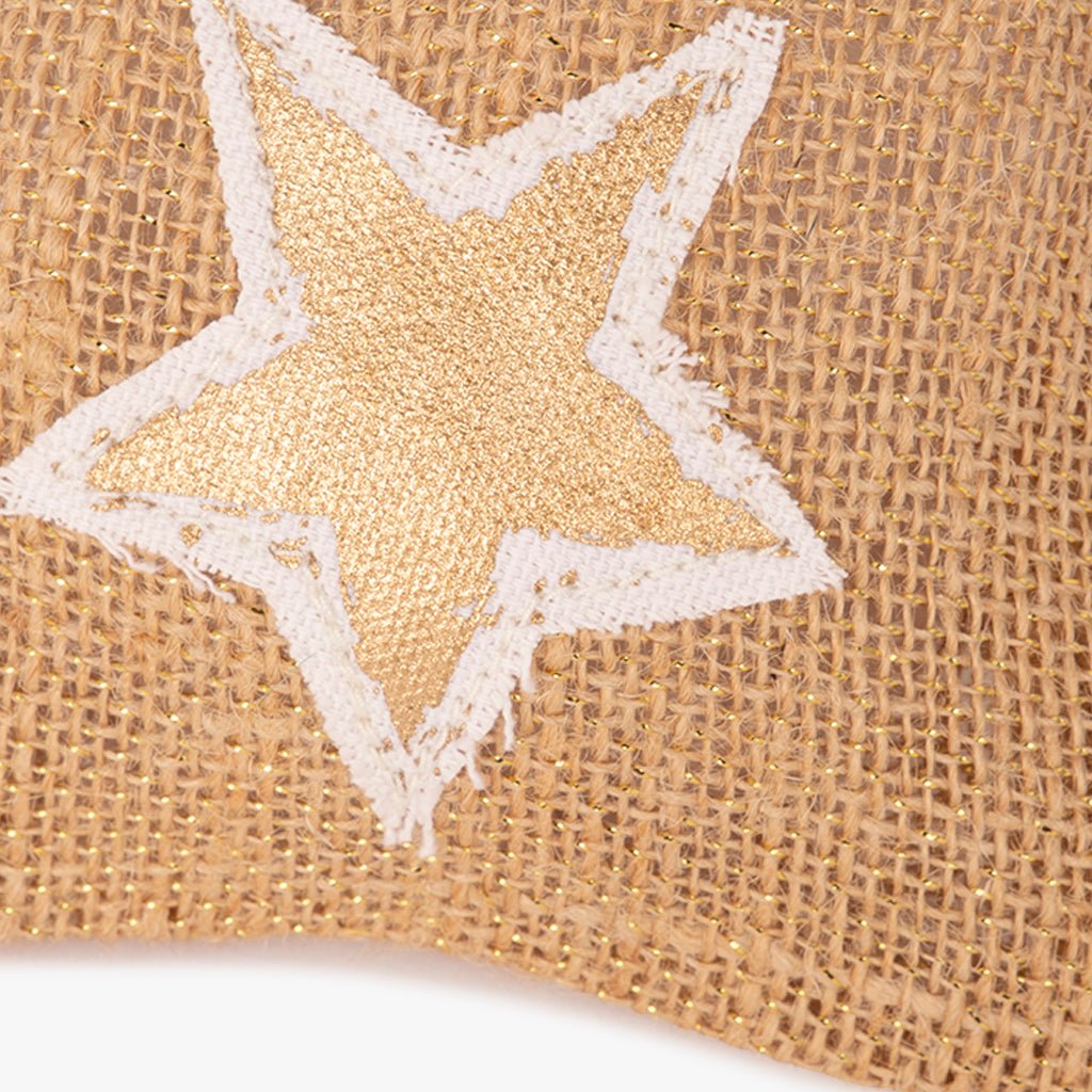 Saco de Juta Estrela Dourada 18x12cm COZY - Gato Preto