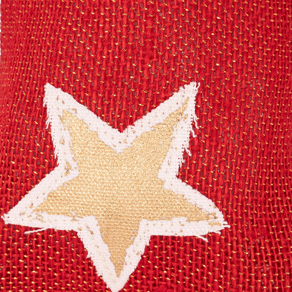Saco de Juta vermelho Estrela 18x12cm COZY - Gato Preto