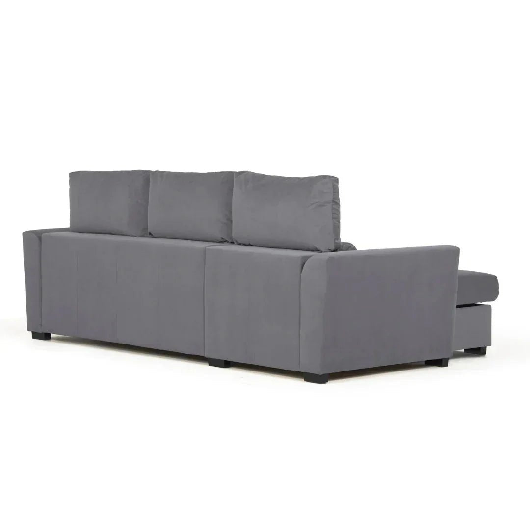 Sofá cama com chaise longue reversível e encosto reclinável cinza claro OLIVER - Gato Preto