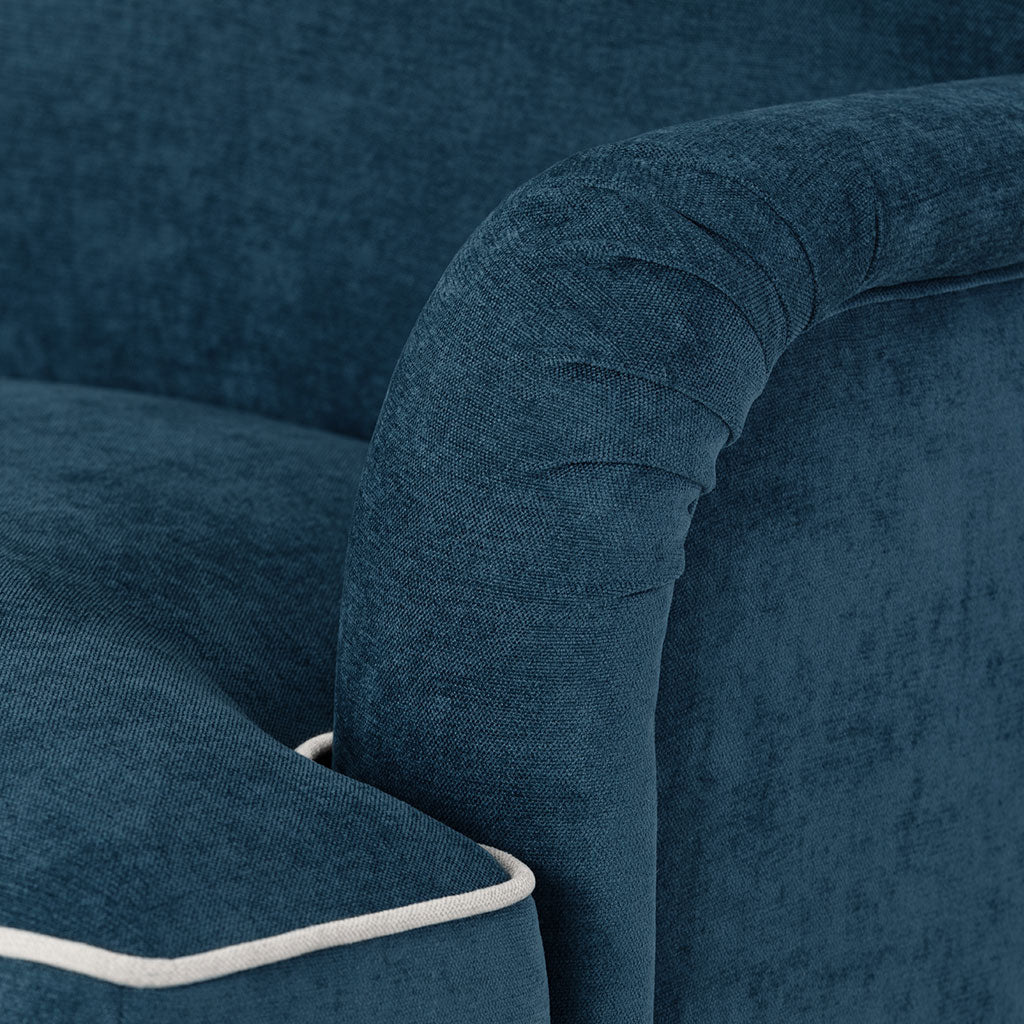 Sofá Individual Azul Escuro com perfis em Bege SPENCER - Gato Preto