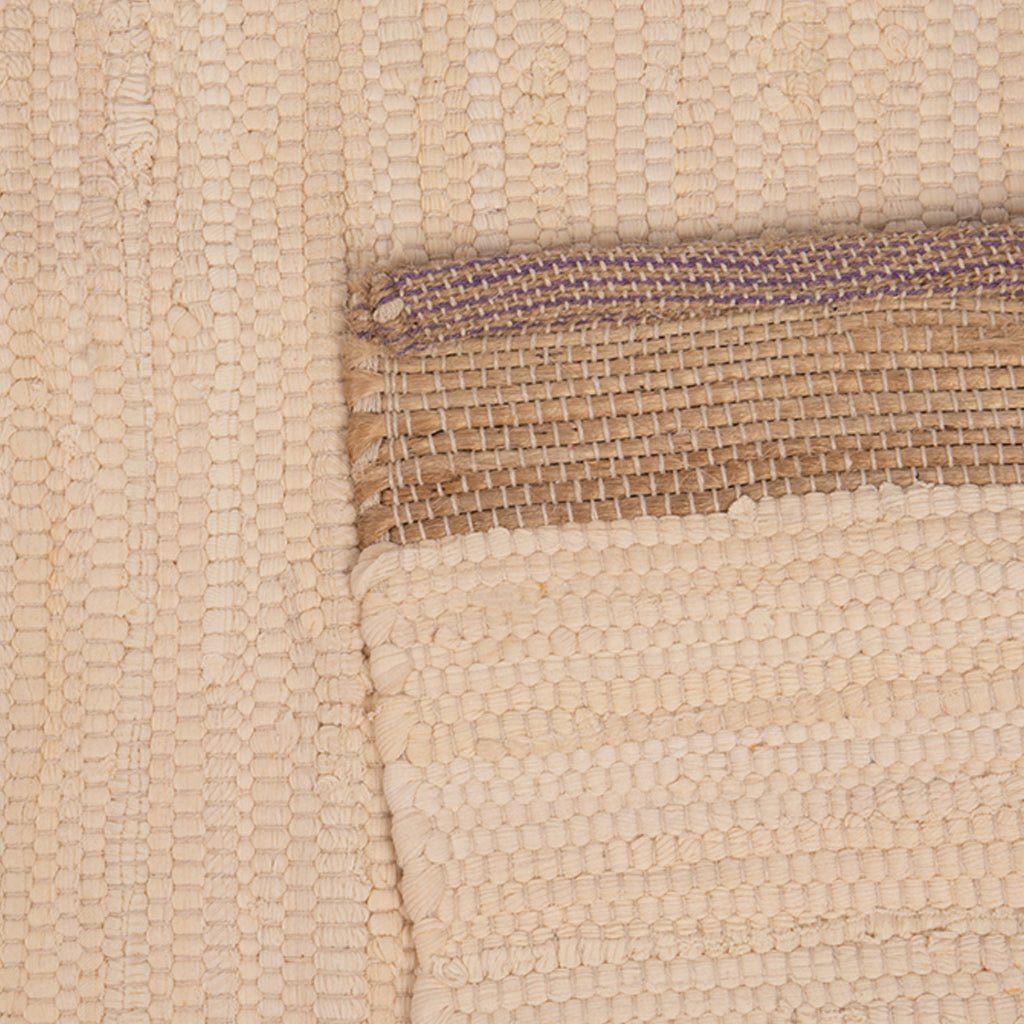 Tapete de Algodão e Juta Bege e Roxo 70x150 BLIDA - Gato Preto