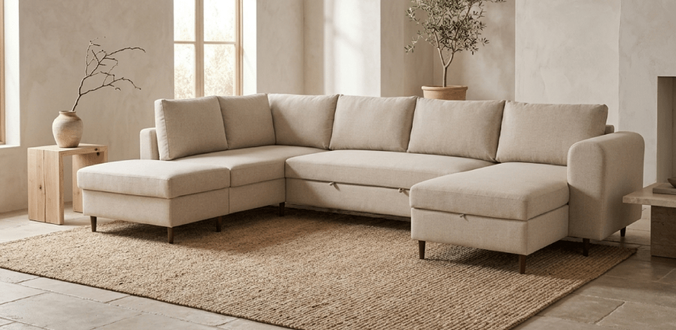 Sofá com chaise longe: vantagens | Gato Preto