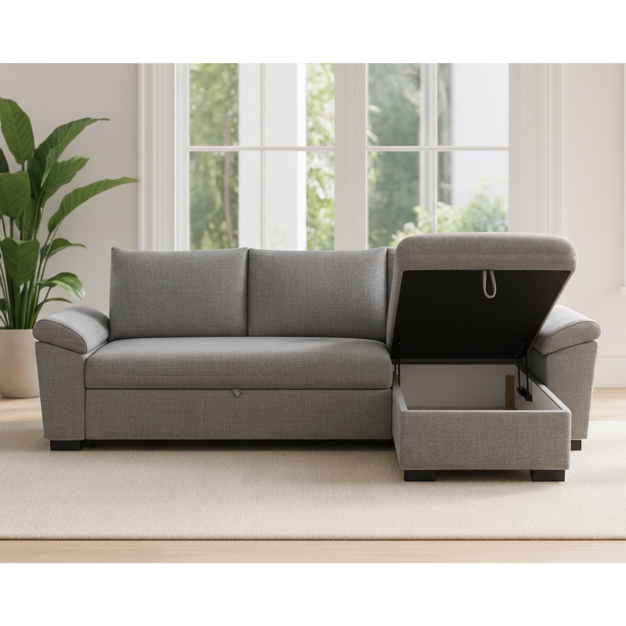 Sofa Bed with Reversible Chaise Longue and Storage PORTMAN