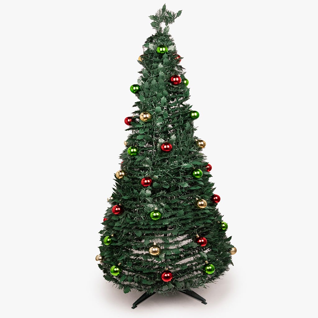 Árvore de natal pop-up com bolas coloridas 2,10m