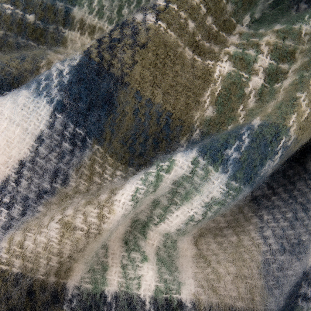 Plaid green and blue blanket with fur 130x160cm ALASKA