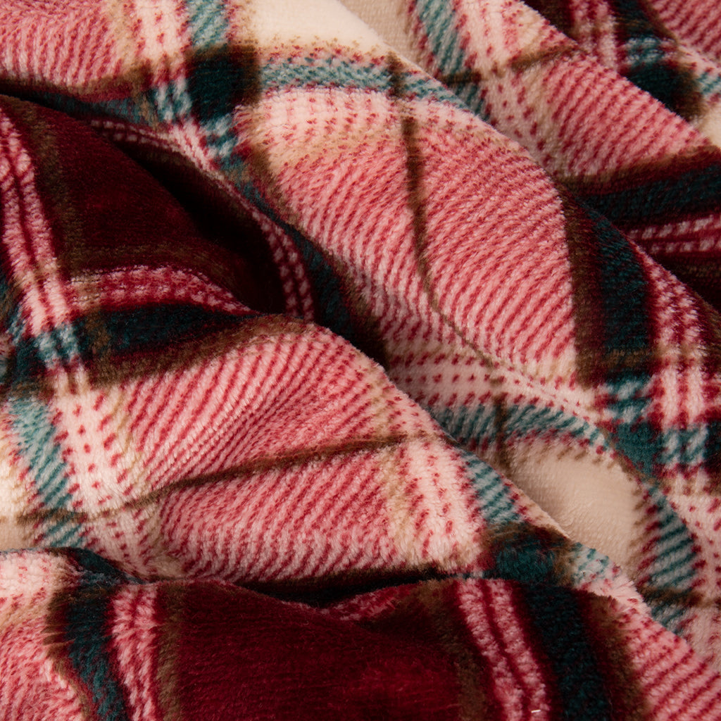 Manta xadrez com sherpa bordeaux 130x160cm ALASKA