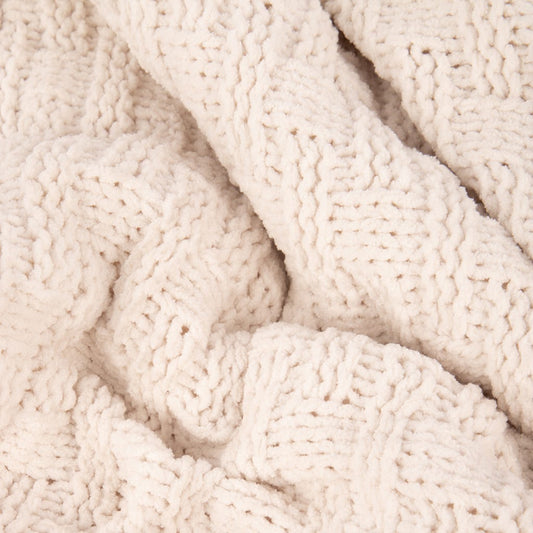 Manta de tricot chenile natural 125x150cm ALASKA