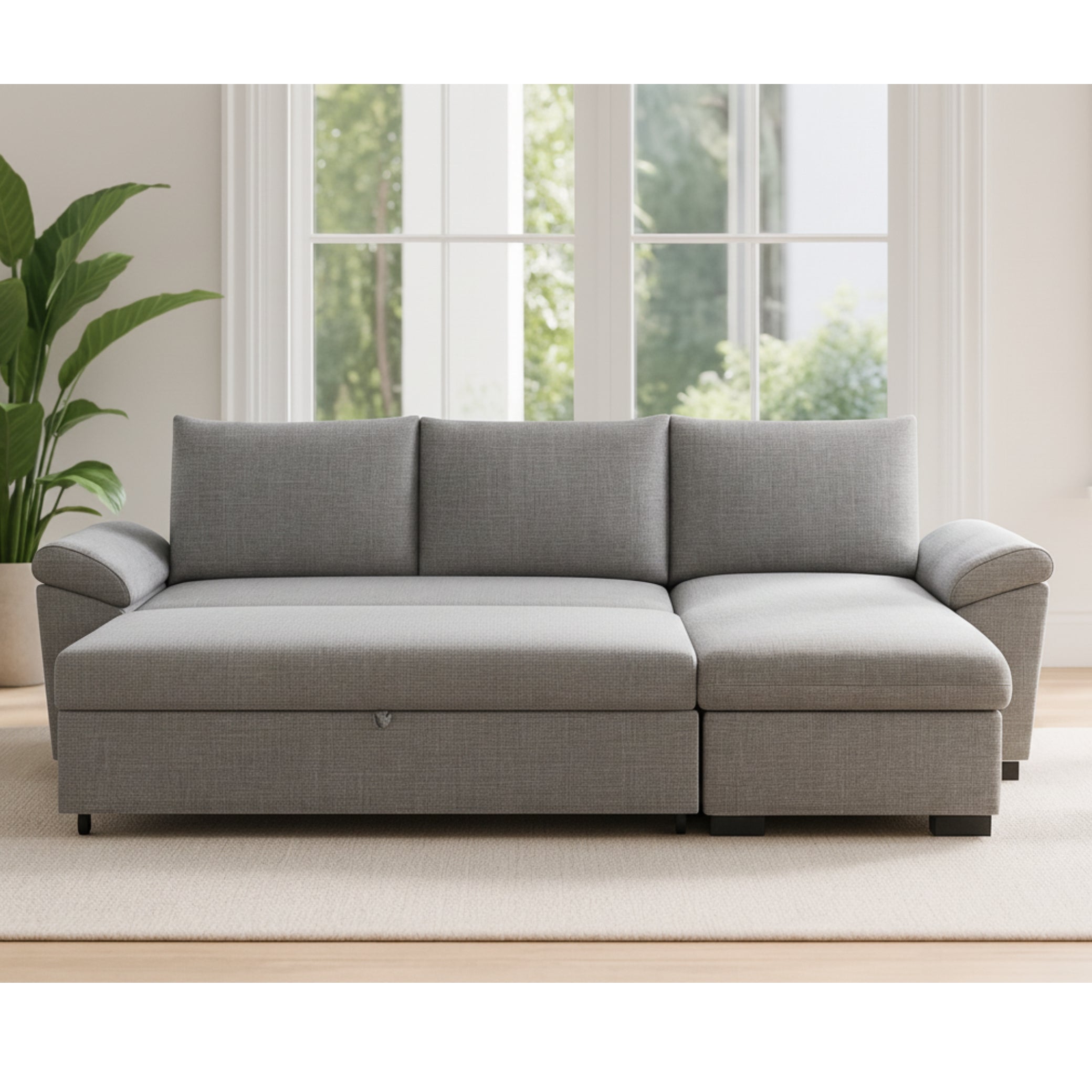 Sofa Bed with Reversible Chaise Longue and Storage PORTMAN