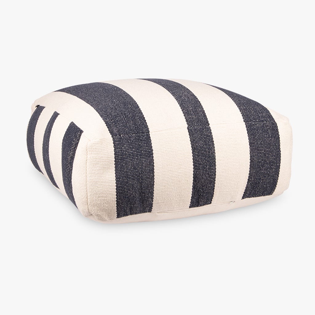 Pouf com Riscas Azuis e Bege BALAT