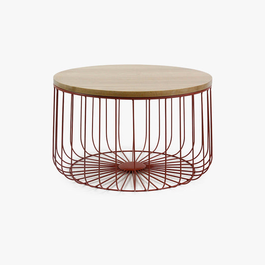 Mesa auxiliar de metal rojo 63x63x39cm GIRONA