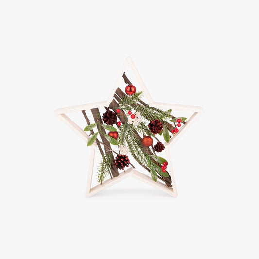 Estrela de natal com ramos e pinhas 39cm COZY