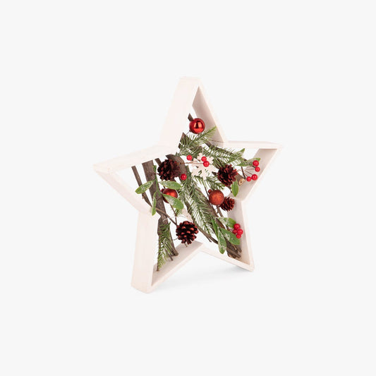 Estrela de natal com ramos e pinhas 39cm COZY