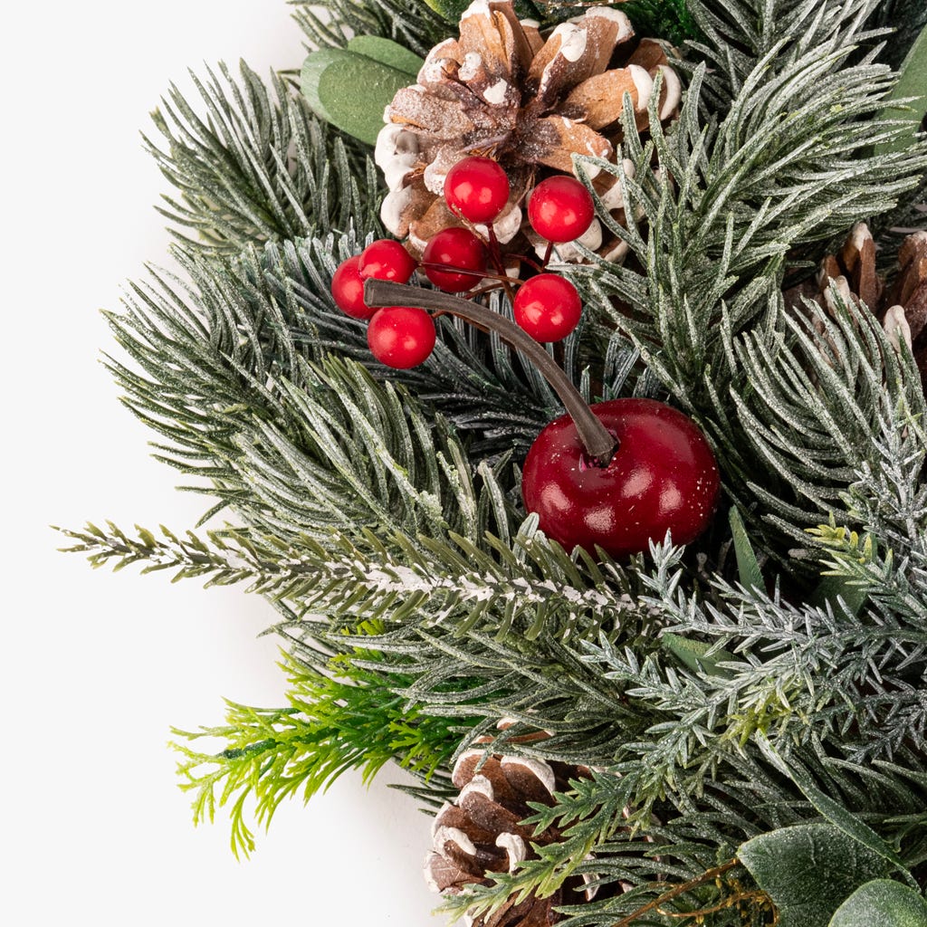 Christmas wreath with branches and pine cones 38cm COZY