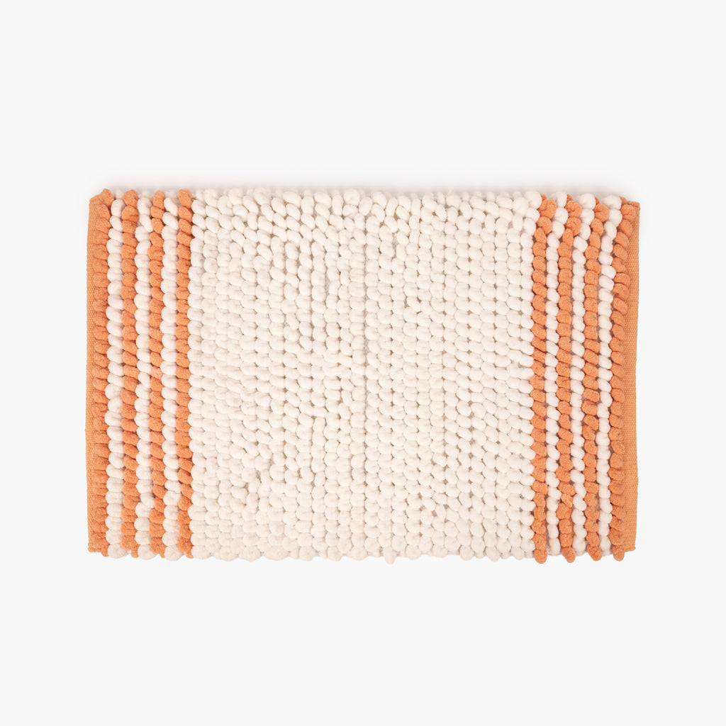 Tapete de baño de chenilla blanco y naranja SOLLER
