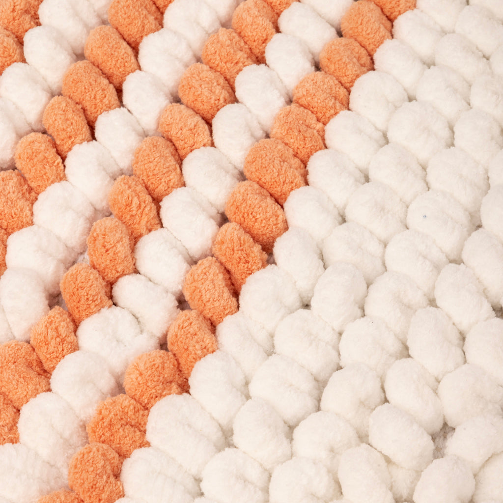 Tapete de baño de chenilla blanco y naranja SOLLER