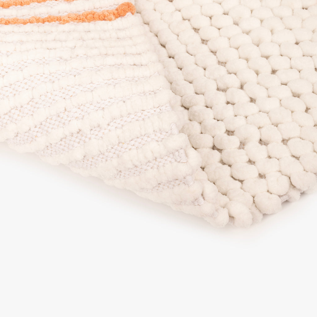 Tapete de baño de chenilla blanco y naranja SOLLER