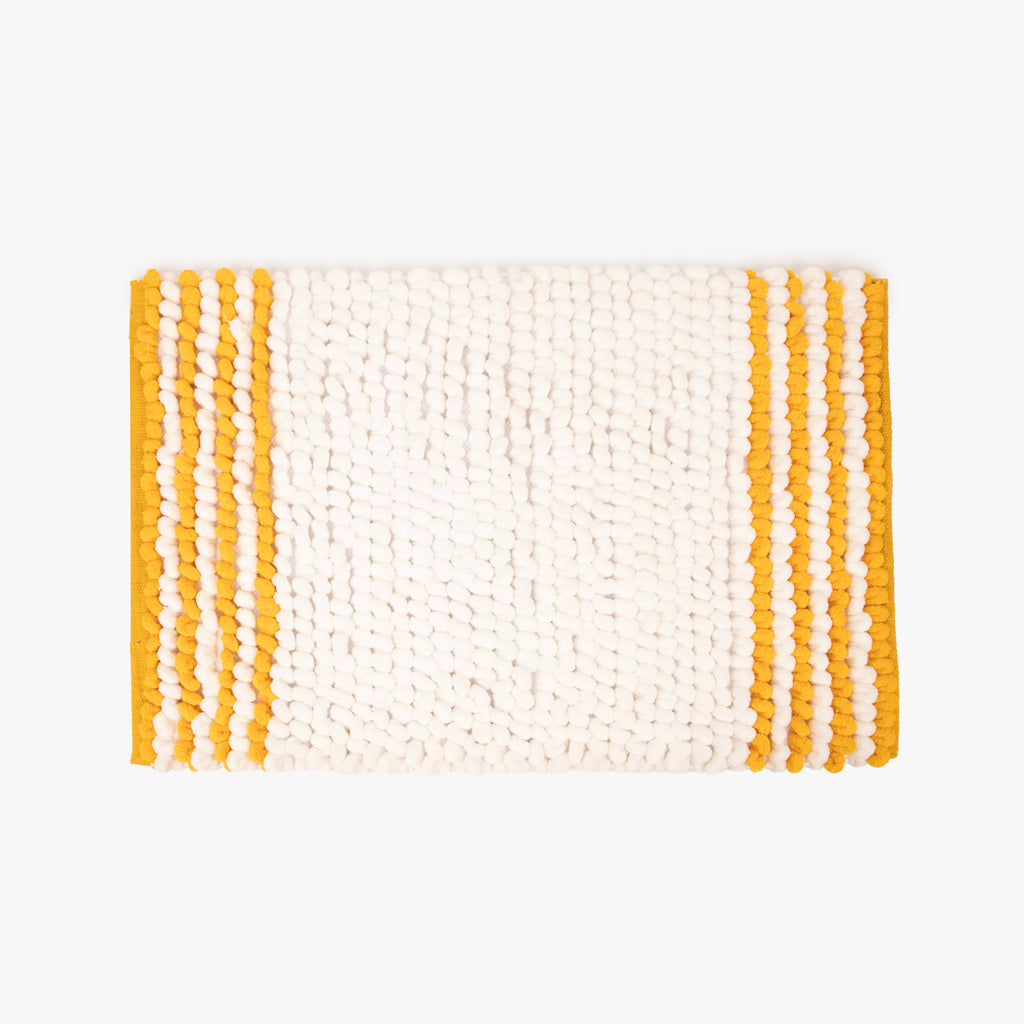 Tapete de baño de chenilla blanco y amarillo SOLLER